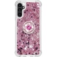 thumbnail image 2 of Phone Case for Samsung Galaxy A14 5G,Shockproof Clear Quicksand Glitter Flowing Liquid with Bling Diamond Ring Stand,Cute Women Girls Case for Galaxy A14 4G/5G 6.6'' LS-Rose Gold, 2 of 14