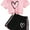 Pink and Black, variant on GEYEHUG Girls 2 Pieces Outfits Heart Print Round Neck Short Sleeve Top and Shorts Set