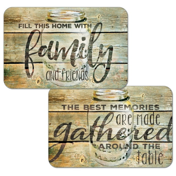 Wipe-Clean Reversible Decofoam Placemats, Family Time, Set of 2, Made in The USA