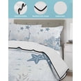 thumbnail image 3 of Twin Quilt Bedding Set, Blue Starfish Coastal Reversible Summer Quilt 3 Pieces, Nautical Summer Beach Coral Shell Lightweight Bedspreads Coverlets with 2 Pillow Shams for All Seasons, 3 of 5