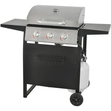 RevoAce 3-Burner Space Saver Gas Grill, Stainless Steel and Black,