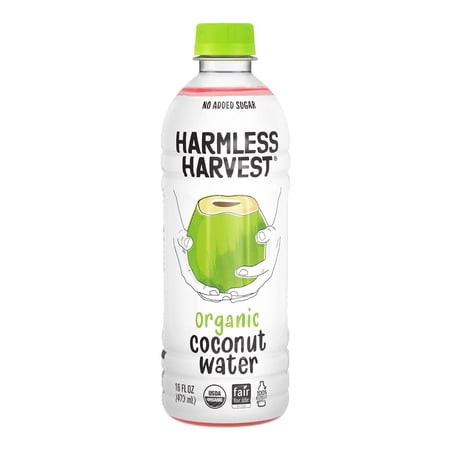 Harmless Harvest Organic Coconut Water, 16 fl oz Bottle, 100% Pure Coconut Water, Natural Electrolyte Drink