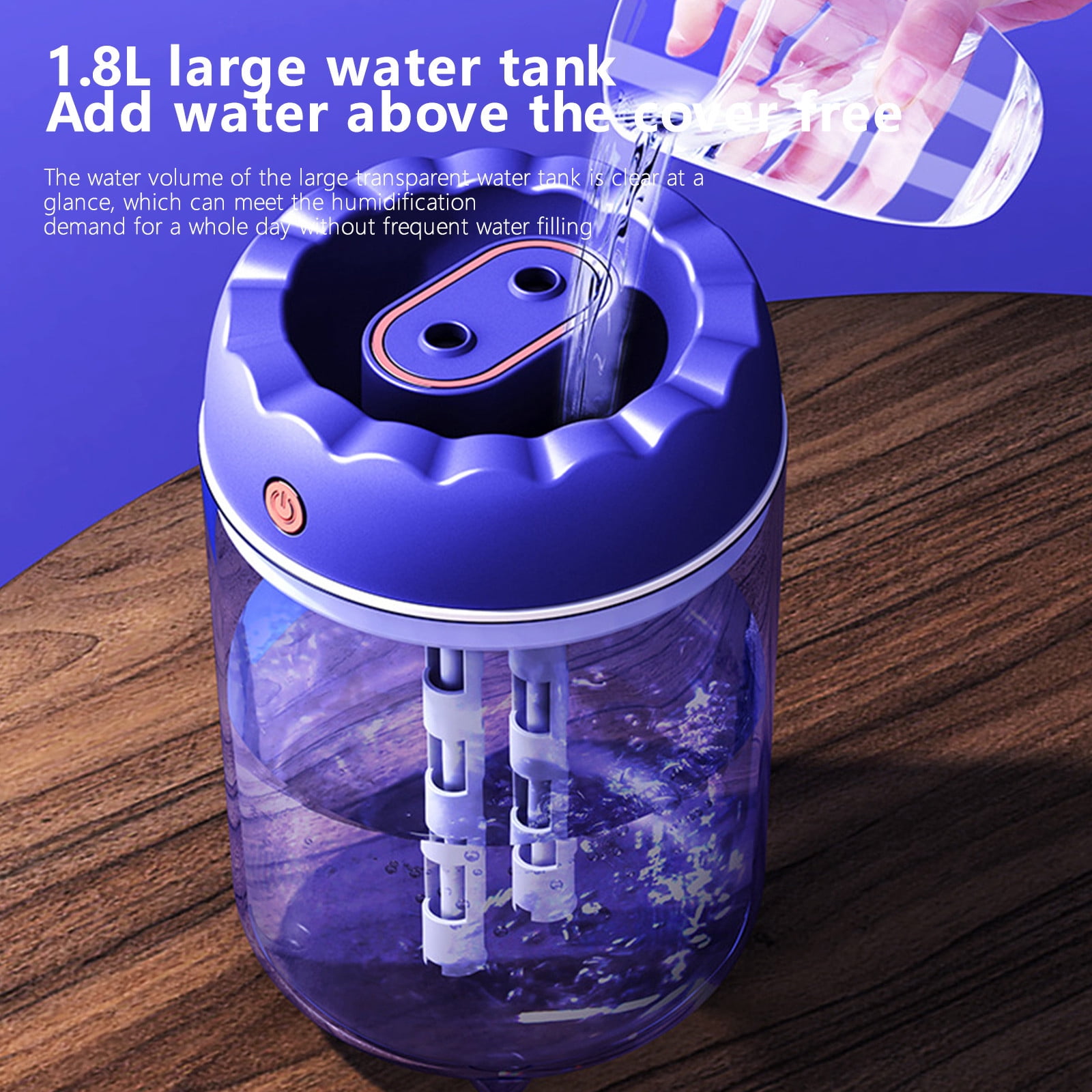 Humidifier Large Room,1.8L Large Capacity Desktop Double Spray Cold Mist Humidifier with Night Light,for Baby Nursery and Plant