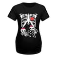 thumbnail image 3 of Graphic Tees for Women T-Shirts Head Skeleton Halloween Pregnant European Border Top Maternity Tee for Casual Wear Red M, 3 of 3