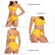 thumbnail image 5 of Traje de baño de spa de poliéster amarillo con cintura alta y control de abdomen, conjunto de bikini con volantes coquetos M, 5 of 6