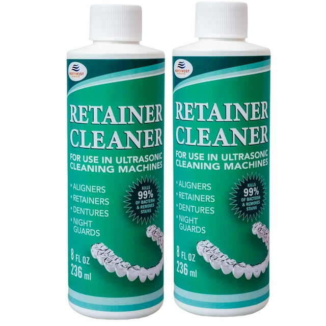 Ultrasonic Retainer Cleaner Solution for Ultrasonic Retainer Cleaner Machines - Remove Odors, Discoloration and Stain on Retainers, Aligners, Invisalign and More! (16 Ounces)