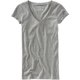thumbnail image 1 of Aeropostale - Camiseta básica con cuello en V para mujer, color liso, gris, pequeña, 1 of 1