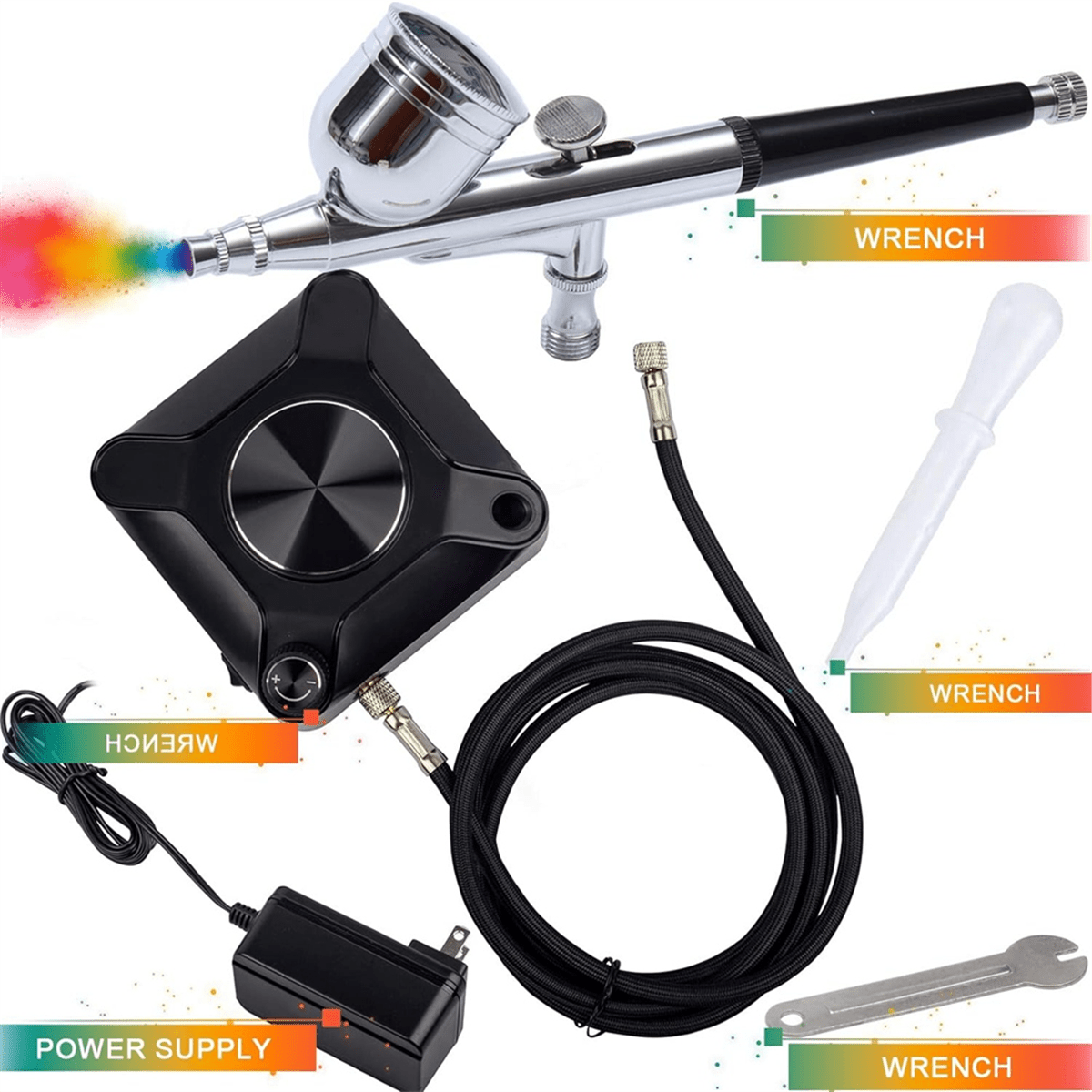 40PSI Adjustable Output Airbrush Kit Dual ActionAir Brush Compressor Kit for Painting Makeup Decoration Art Craft