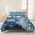 thumbnail image 3 of Quilts Twin XL Size Bedding Set, Ocean Waves Lightweight Quilted Comforter, Summer Ombre Sea Coastal Natural Modern Soft Reversible Bedspread Coverlet with Pillow Covers for All Season, 68" x 98", 3 of 9