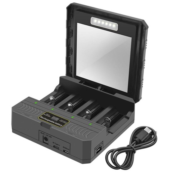 Yammee Battery Charger Multifunctional Solar Type C Intelligent Lithium Battery Holder For 26650/21700/18650/18500 Batteries