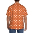thumbnail image 3 of Balery Orange And White Polka Dot Camisa Casual de Manga Corta con Botones para Hombre, Texturizada, Estilo Cubano, para Playa, Verano-Large, 3 of 5