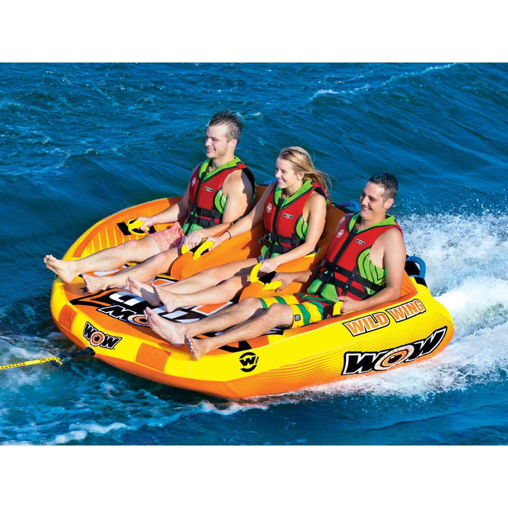 World of Watersports 18-1120 Wild Wing 2 Rider Inflatable Towable Tube Red 