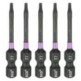 thumbnail image 1 of Uxcell 5pcs T7 Torx Impact Screwdriver Bit 1/4" Hex Shank 2" Long Magnetic No Hole, 1 of 7