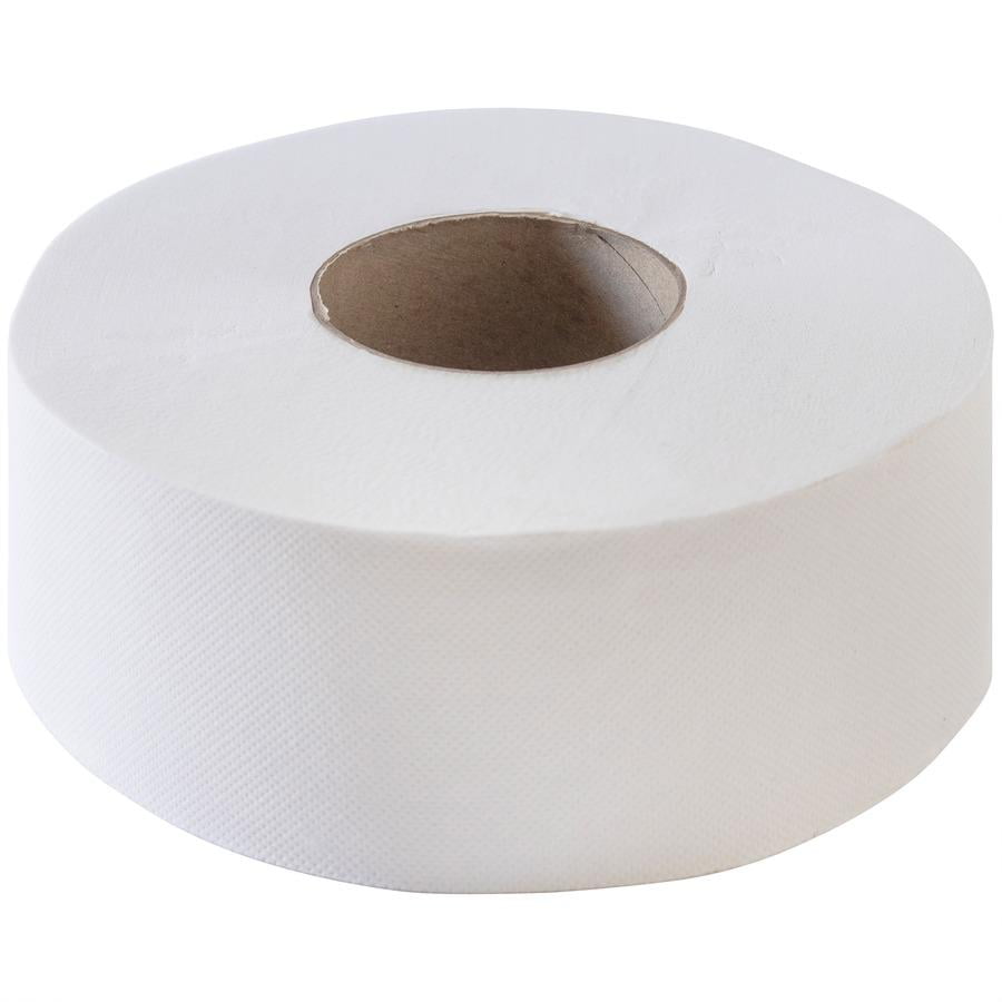 Genuine Joe 1-ply Jumbo Roll Bath Tissue - 1 Ply - 3.63" x 1200 ft - 8.88" Roll Diameter - White - Fiber - 12 / Carton