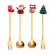 thumbnail image 4 of Juego de cucharas y tenedores navideños, vajilla reutilizable, tenedores de repostería y cucharas de té. Oro 4 Uds., 4 of 9