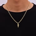 thumbnail image 2 of Gold Plated Cross Necklace for Men, Stainless Steel Mens Cross Necklaces with 3.5mm Figaro Chain, Pendant Chain 16-24 Inches, 2 of 9