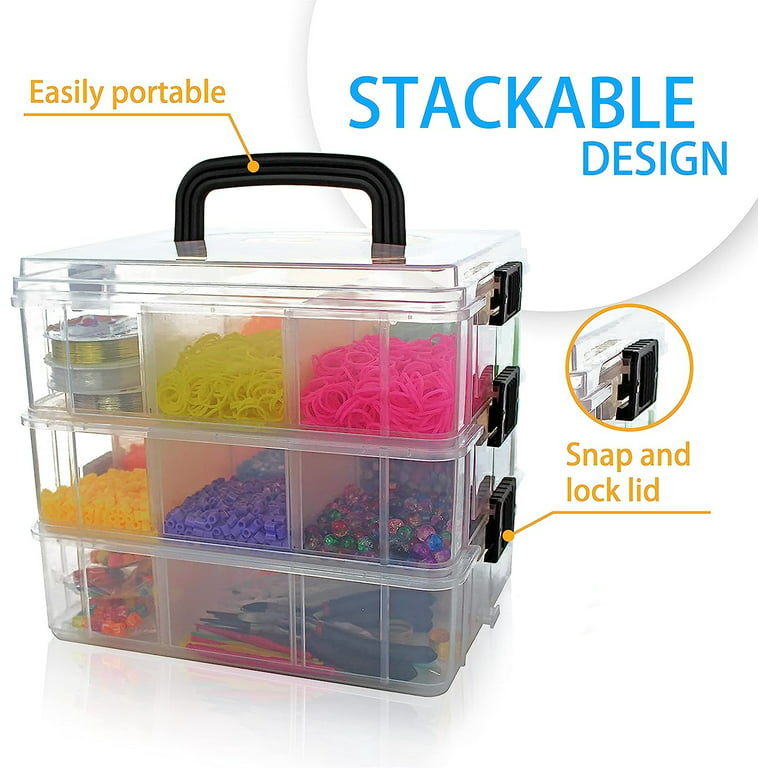 Portable 3 Compartments Storage Caddy with Carrying Handle Plastic