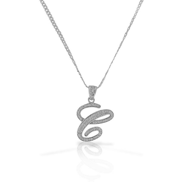 My Daily Styles 925 Sterling Silver CZ Letter Initial "C" Pendant