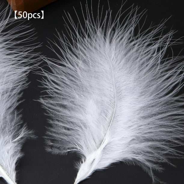 Wosthever 50 Uds. De plumas de marabú de pavo, vestido de boda esponjoso, decoración de joyería DIY, accesorios decorativos, plumas Artesanía Blanco Wosthever HA002055-01