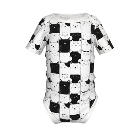 

Lukts Doodle Cute Cat Print Baby Short Sleeve Romper Onesie for Newborn Baby Boys and Girls-18 Months