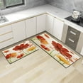 thumbnail image 6 of Red Orange Kitchen Rugs Set of 2 Anti-Fatigue Cushioned Floor Mats Poppy Floral Non Slip Waterproof Comfort Standing Poppies Flower Rugs Decor for Office Laundry Room 17.3 x 28+17.3 x 47 Inches, 6 of 6