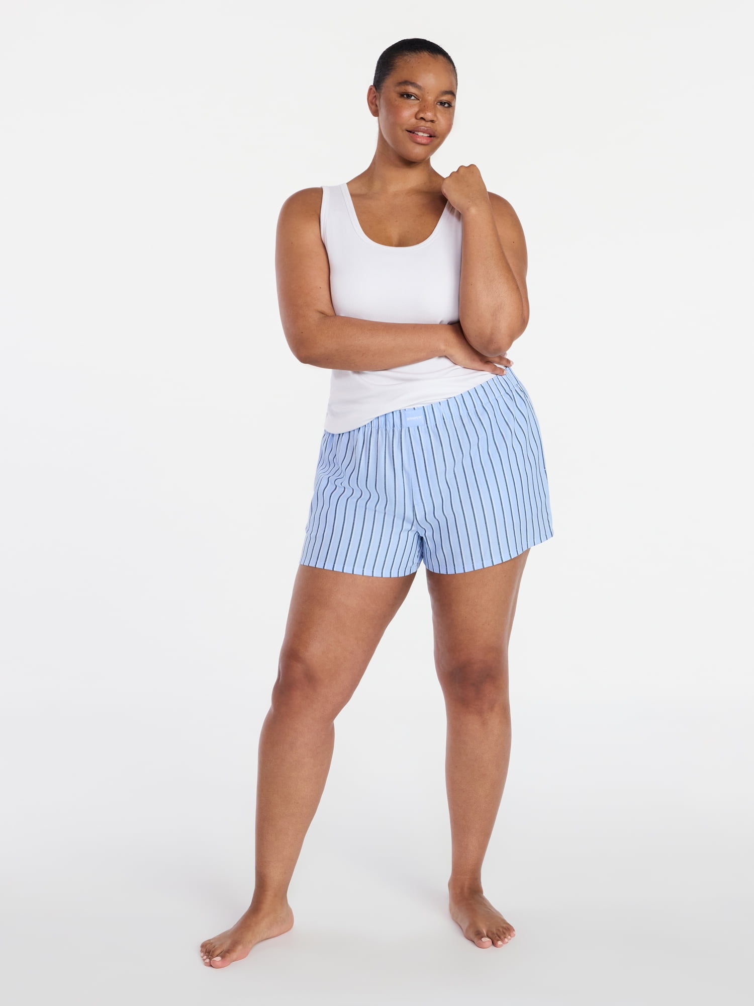 Joyspun Women's Woven Pajama Boxer Shorts, 3'' Inseam, Sizes XS-3X