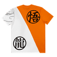 thumbnail image 2 of Dragon Ball Z Goku & Shenron Crew Neck Short Sleeve Orange & White Split T-shirt-Small, 2 of 5