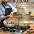 thumbnail image 5 of Korkmaz Granita 2.5 Liter Aluminum Nonstick Low Casserole with Lid in Tan, 5 of 5