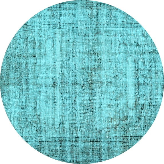 Ahgly Company Indoor Round Abstract Light Blue Contemporary Area Rugs, 3' Round