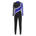 thumbnail image 2 of TiaoBug Women Shiny Rhinestone Gymnastics Leotard Bodysuit Full Length Figure Skating Jumpsuit Blue M, 2 of 7