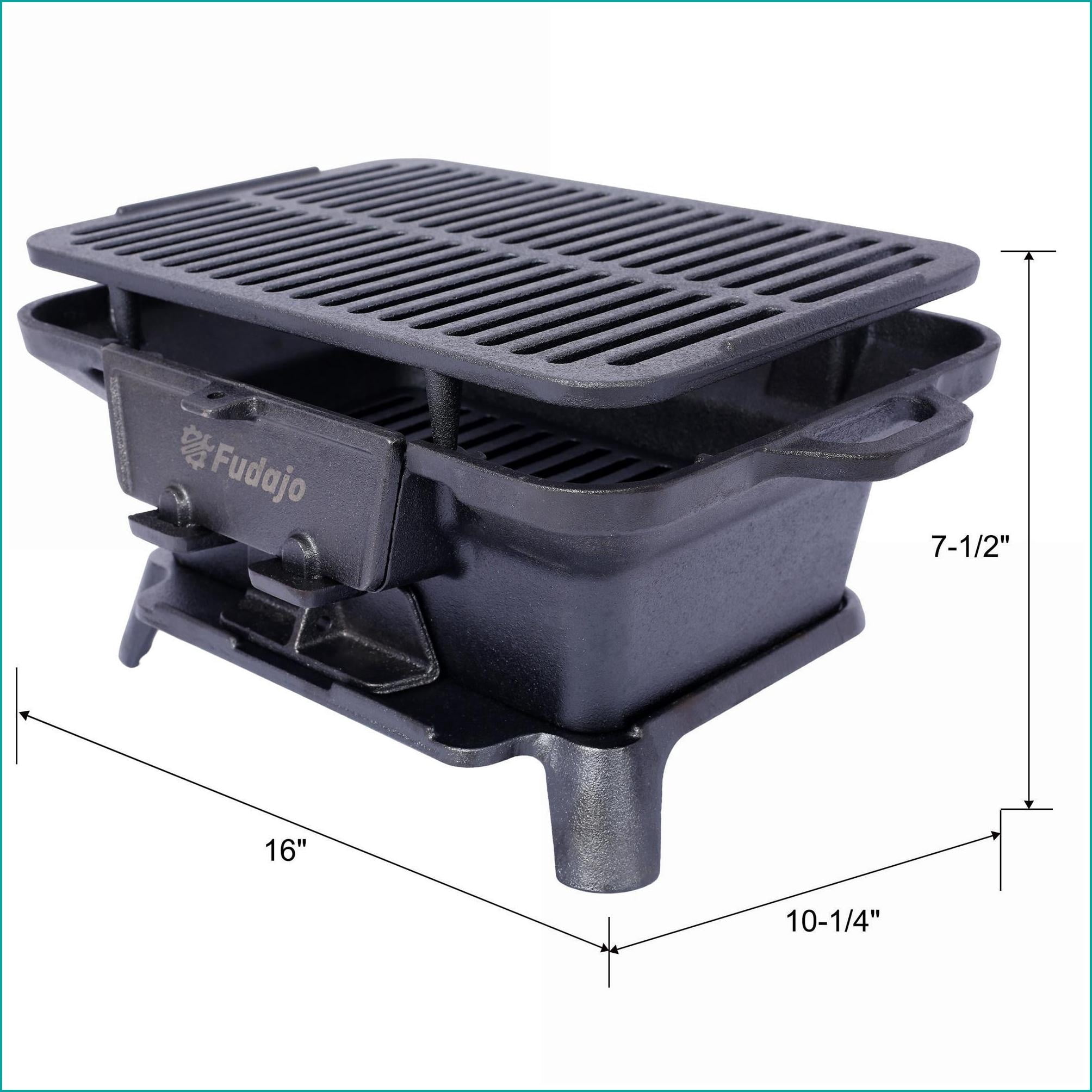 GrillSmokers | Portable Enameled Cast Iron Charcoal Grill, Tabletop for Camping Tailgating Picnics | Black | Iron