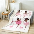 thumbnail image 2 of Black Ballet Throw Blanket 30"X40" Pink Princess Fleece Blanket Cute American African Sherpa Blanket Women,Kawaii Love Heart Sherpa Blanket For Bed Sofa Couch, 2 of 6