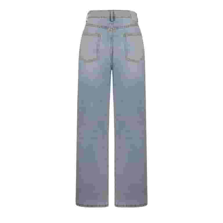 【YOUHEE】WASHED DENIM PANTS HaiMao Womens Drawstring High Waist Wide Leg Jeans Clearance