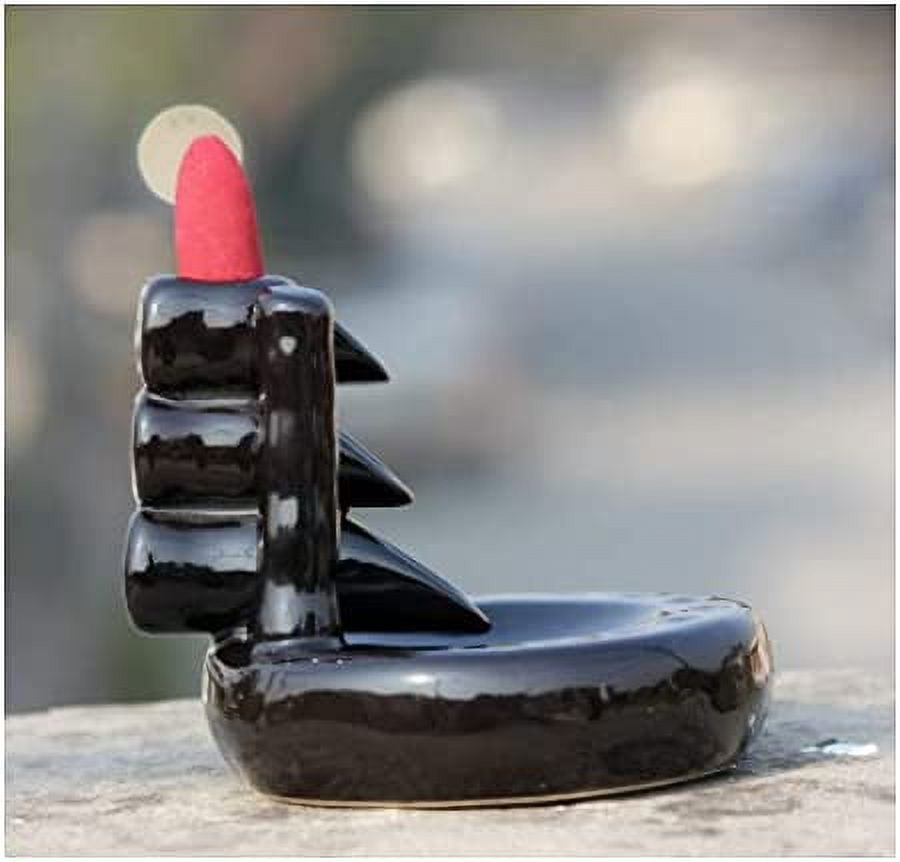 Ceramic Bamboo Design Back-Flow Cone Incense Holder