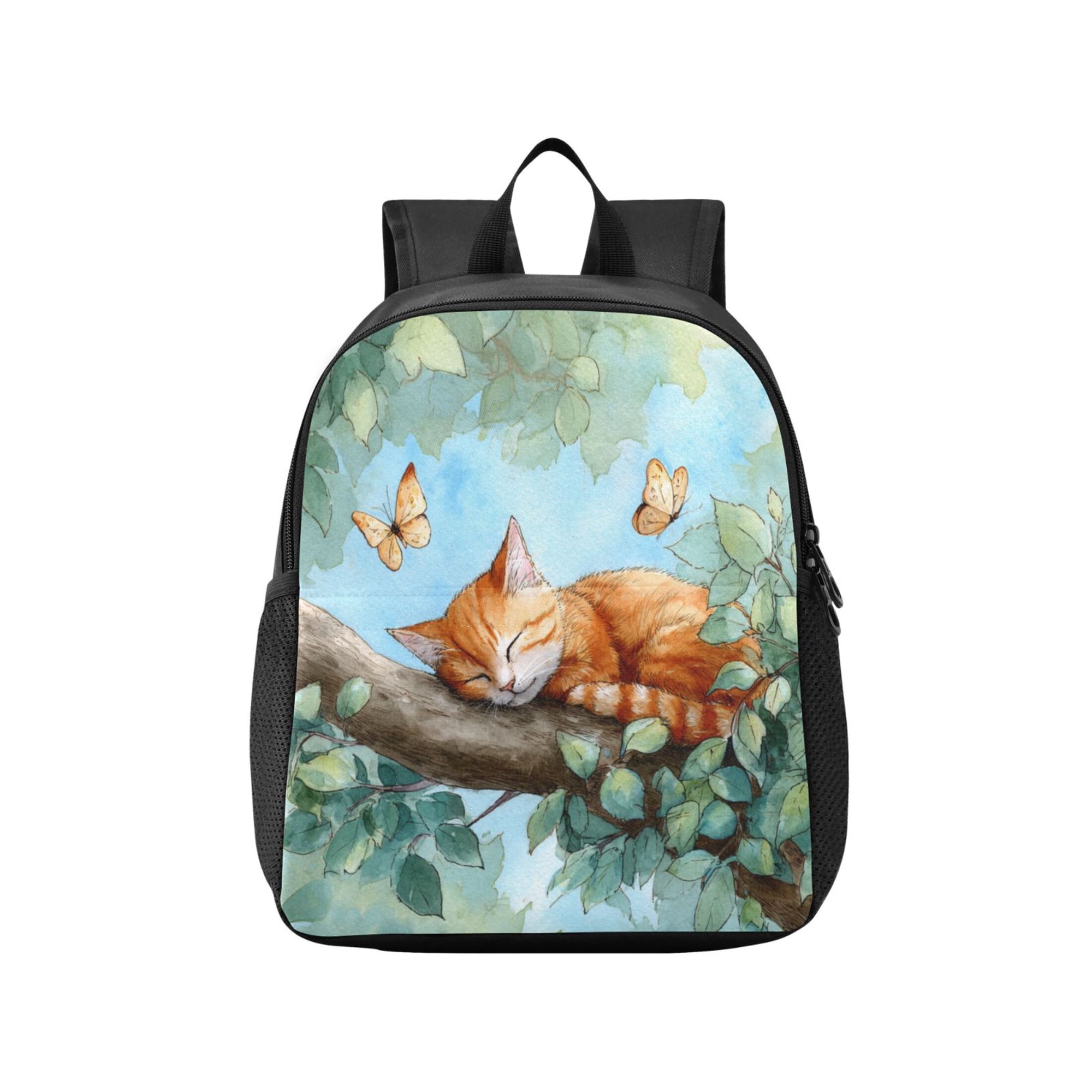 Toddler Backpack Tangerine Cat in The Tree Waterproof Lightweight Backpack Casual Mini Daypack for Daycare & Travel
