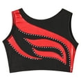 thumbnail image 3 of YONGHS Kids Girls Metallic Rhinestone Dance Crop Top Jazz Hip Hop Performance Cheer Shirt Costume Red 16, 3 of 7