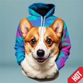 thumbnail image 2 of Sudadera con capucha con estampado de animales Corgi, colores impresos en 3D, divertida, para hombres y mujeres, envío gratuito, sudadera con capucha informal de manga larga, 2 of 5