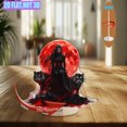 thumbnail image 4 of Rotating acrylic display features a dark goddess with red eyes holding a whip flanked by a fierce wolf and tiger beneath a glowing red moon, 4 of 6