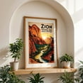 thumbnail image 4 of Zion National Park: Timeless Beauty in a Vintage Design - Utah Illustration Vintage Poster Travel Poster Desert Wilderness Wildlife Scenic Oak Framed Wall Art Print 24 x 36 inches, 4 of 59
