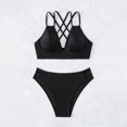 thumbnail image 5 of Lopeceal Women's Push Up V Neck Bikini Sets Criss Cross Back Two Piece Bathing Suit, 5 of 8