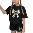 thumbnail image 3 of Yeaiivve Girls Athletic Sets Cute Graphic Short Sleeve Tops and Yoga Shorts Workout Running Gym Summer Outfits for 4-15 Years, 3 of 7