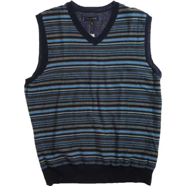 Club Room Mens Rvs Farisle Ctn Sweater Chaleco, Azul, X-Large