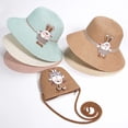 thumbnail image 3 of Conjunto de sombrero de paja informal y bolso de mano para niña y bebé, bolsas de sombrero flexible para playa, viaje al aire libre, gorra de Sol de flores, Panamá, 3 of 4