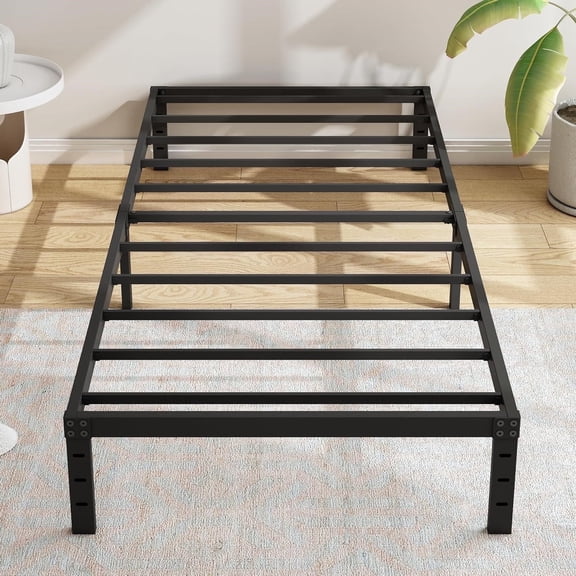 Bed Frame Twin No Box Spring Needed,Heavy Duty Metal Platform Bed Frame with Storage Space