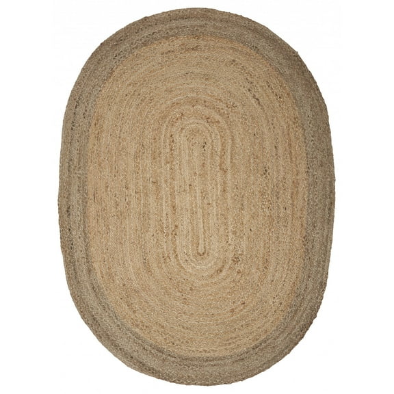9’ Natural Toned Oval Shaped Area Rug