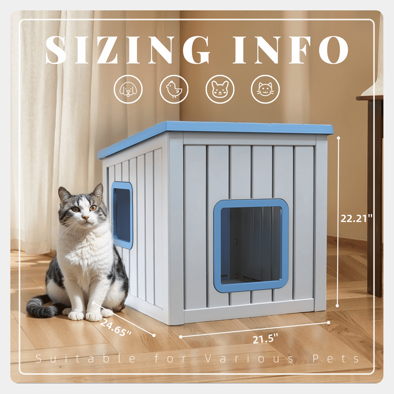 EasyUp Outdoor Cat House,Waterproof Resin Cat Houses for Feral Cats,Robust and Easy to Assemble,Feral Cat Shelter for Winter,Suitable for Cats, Rabbits and Other Small Animals