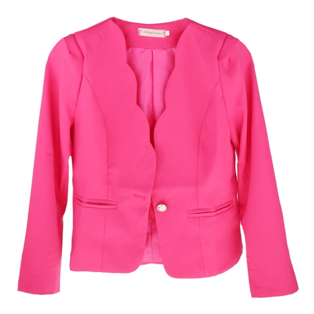 Chaqueta de Trabajo de Negocioa Traje de Oficina Uniforme de Mangas rgas Botón Slim para Mujer Rosado Soledad Chaqueta de trabajo para mujer