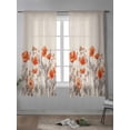 thumbnail image 4 of Orange Spring Floral Curtains 63 Inch Length, Sheer Curtains for Bedroom Living Room Window Watercolor Farmhouse Botanical Rod Pocket Voile Drapes Kitchen Curtains Small Half Window 42"x63" 2 Panels, 4 of 7