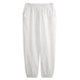 thumbnail image 5 of Men's Cotton Linen Jogger Pants Elastic Drawstring Waist Cuffed Ankle Relaxed Fit Lightweight Breathable Beach Lounge Sweatpants White L, 5 of 5