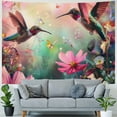thumbnail image 4 of Orinice Hummingbird Flowers Butterflies Tapestry Wall Hanging Unique Style Home Wall Decor Art for Living Room Bedroom Dorm 40x30inch, 4 of 6